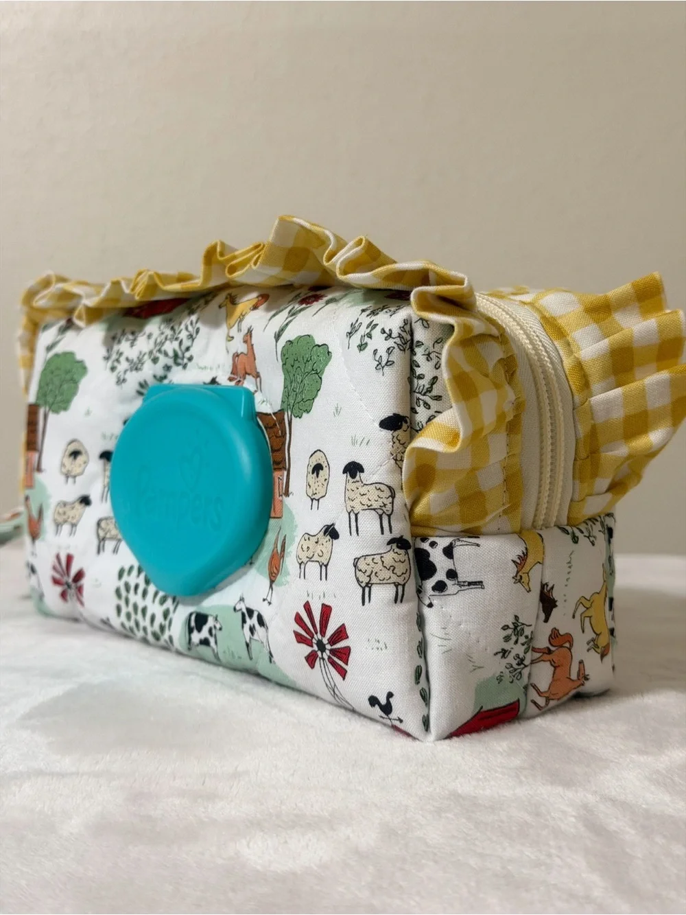 Handmade Pampers Wipes Pouch in “Child of God” Embroidered Handle